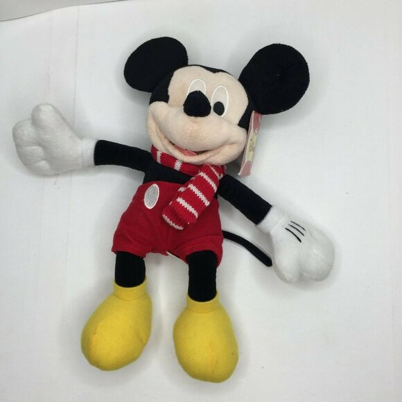 Disney Mickey Mouse 12" Plush Toy Red Scarf Stuffed Animal Stuffie - Picture 2 of 7